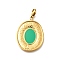 Oval 304 Stainless Steel Enamel Pendant Decorations, Ion Plating(IP), with Lobster Claw Clasp, Real 14K Gold Plated, Medium Sea Green, 35x26.5x1.5mm