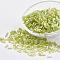 Glass Bugle Beads, Transparent Colours Rainbow, Green Yellow, 9x2mm, Hole: 0.5mm, about 7000pcs/bag