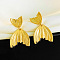 Alloy Dangle Stud Earrings, Golden, Fishtail, 50mm