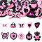 20Pcs 10 Style Spray Painted Alloy Pendants, Mixed Shapes, Hot Pink, 13~25x15~21.5x1.5~5.5mm, Hole: 1~7.5mm, 2pcs/style