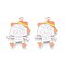 Halloween Theme Alloy Enamel Pendants, Platinum, Skull, 34x23x1mm, Hole: 1.8mm