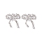 Brass Micro Pave Clear Cubic Zirconia Pendants, Bowknot, Real Platinum Plated, 20x19x2mm, Hole: 1.2mm
