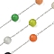 304 Stainless Steel with Glass Cat Eye Link Chains, Soldered, with Spool, Round, Colorful, 13x7.5mm