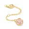 Brass End with Chain, with Enamel, Flower, Real 18K Gold Plated, 68mm