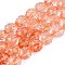 Crackle Transparent Glass Beads Strands, Strawberry, Faceted, Coral, 8~9x7.5~8.5mm, Hole: 1.2~1.4mm, about 41~43pcs/strand, 13.98~14.37 inch(35.5~36.5cm)