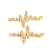 Brass Micro Pave Clear Cubic Zirconia Connector Charms, Heartbeat Links, Real 18K Gold Plated, 23.7x1.7mm, Hole: 1.2mm