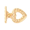 Heart Brass Toggle Clasps, Long-Lasting Plated, Real 18K Gold Plated, heart: 16.5x14.5x1.5mm, Hole: 2.5mm, bar: 3x16.5x4mm, hole: 4x1.5mm