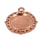 Zinc Alloy Pendant Settings for Cabochon & Rhinestone, DIY Findings for Jewelry Making, Lead Free & Nickel Free & Cadmium Free, Flat Round, Rose Gold, 25.5x22x2mm, Hole: 2mm