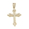 Brass Pave Clear Cubic Zirconia Pendants, Golden, Cross, 33x23x4mm, Hole: 5mm
