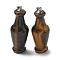 Natural Tiger Eye 3D Pendants, Vase Shape Charms with Platinum Tone Brass Snap on Bails, 43x16mm, Hole: 6x4mm