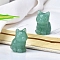Natural Green Aventurine Carved Healing Cat Figurines, Reiki Energy Stone Display Decorations, 30x23mm