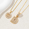 2Pcs 2 Styles Brass Pave Clear Cubic Zirconia Initial Pendant Necklace Sets, Golden, Letter D, 17.72 inch(45cm), 1pc/style