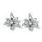 Brass Pendants, with Clear Glass, Flower, Real Platinum Plated, Real Platinum Plated, 20.5x18x5mm, Hole: 1mm