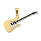 304 Stainless Steel Big Pendants, with Enamel, Guitar Charm, Golden & Stainless Steel Color, 51.5x17.5x2.5mm, Hole: 8.5x4.5mm