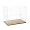 3-Tier Plastic Action Figure Riser Display Cases, Dustproof Minifigures Organizer Case with Wooden Base, Rectangle, Clear, 32x18x25.2cm