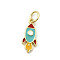 Brass Enamel Charms, with Jump Rings, Real 18K Gold Plated, Rocket, 14x6x1.8mm, Hole: 3.2mm