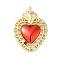 Rack Plating Brass Enamel Pendants, with Jump Ring, Cadmium Free & Lead Free, Heart Charm, Real 18K Gold Plated, 24x19.5x3mm, Hole: 4mm