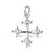Brass Micro Pave Cubic Zirconia Pendants, Cross Charms, with Jump Ring, Long-Lasting Plated, Lead Free & Cadmium Free, Rack Plating, Platinum, 17x15x2mm