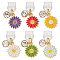 6Pcs 6 Colors PVC Mobile Dustproof Plugs, with Alloy Enamel Pendants and Alloy Rhinestone Charms, Flower, Mixed Color, 2.8cm, 1pc/color