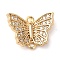 Brass Micro Pave Clear Cubic Zirconia Connector Charms, Butterfly Links, Real 18K Gold Plated, 10x14x4.5mm, Hole: 1.2mm