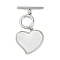 Brass Shell Toggle Clasps, Heart, Platinum, Heart: 35mm long, Pendant: 21.5x22x2mm, Hole: 1.2mm, Bar: 22x4x2mm, Hole: 1.2mm
