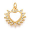 Brass Micro Pave Clear Cubic Zirconia Pendants, with Shell, Heart, with Jump Ring, Real 18K Gold Plated, 18x17.5x2.5mm, Hole: 3mm