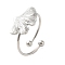 Non-Tarnish 304 Stainless Steel Open Cuff Ring, Leaf, Stainless Steel Color, Inner Diameter: 17.8mm