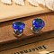 Cubic Zirconia Clip-on Earrings, Magnetic Stainless Steel Non-piercing Earrings, Stainless Steel Color, Diamond, Blue, 8mm