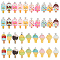 38Pcs 19 Style Opaque Resin Pendants, Imitation Food, with Platinum Tone Iron Loops, Ice Cream Charms, Mixed Color, 25~28.5x11~16x5~7mm, Hole: 2mm, 2pcs/style