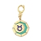 304 Stainless Steel Enamel Pendant Decoration, with Clear Cubic Zirconia, Octagon with Constellations, Golden, Taurus, 35.5mm