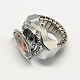 Platinum Tone Iron Stretch Ring Quartz Watches RJEW-R119-08K-2