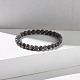 Natural Larvikite Round Beads Stretch Bracelet BJEW-JB07209-03-2