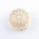 Flat Round with Flower Plating Acrylic Beads PACR-Q102-213A-2