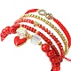 5 pièces 5 styles de bracelets extensibles en perles de verre et de laiton BJEW-TA00298-3