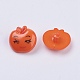 アクリルシャンクボタン  1穴  染め  笑顔の顔を持つリンゴ  ダークオレンジ  18x17x4mm  穴：3mm X-BUTT-E014-B-07-2