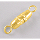 真鍮製ネジ式クラスプ  ゴールドカラー  16x3.5mm  穴：2mm KK68-G-1