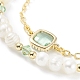 Pulsera de varios hilos con perlas naturales y cuentas de vidrio con cadenas de cable de latón para mujer BJEW-TA00077-01-5