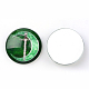 ガラスカボションハンドメイドDIYパーツ  模様の半円形/ドーム  濃い緑  12x4mm X-GGLA-L020-12mm-28-2
