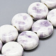 手作りの陶器ビーズ  ファンシーアンティーク施釉磁器  フラットラウンド  紫色のメディア  14~14.5x6.5~7mm  穴：2.5mm PORC-S496-G08-14mm-1