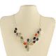Gemstone Bib Statement Necklaces with Alloy Cabochon Settings and Silver Color Plated Brass Chains  NJEW-R224-07B-B-2