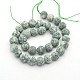 Hebras redondas de perlas de jaspe de punto verde natural redondo G-E302-109-12mm-2