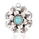 Flower Antique Silver Plated Alloy Synthetic Turquoise Big Pendants PALLOY-J122A-01AS-1