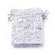 ローズプリントオーガンジーバッグ巾着袋  ギフトバッグ  長方形  ホワイト  12x10cm OP-R021-10x12-03-4