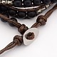 Four Loops Black Agate Waxed Cord Wrap Bracelets BJEW-O067-17-3