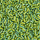 不透明な色ツートンシードガラスラッパビーズ  丸い穴  ラウンドラッパ  緑黄  4~8.5x2mm  穴：0.6~0.8mm  約450g /ポンド SEED-T006-02A-02-3