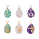 SUPERFINDINGS 4 Sets Natural Mixed Gemstone Pendants G-FH0001-85-1