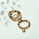 3 pz 3 anelli in pietra naturale e ottone con perline con 304 ciondoli a cuore in acciaio inossidabile per donna RJEW-JR00470-5