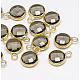 Золотой латуни стеклянные тон плоские круглые подвески GLAA-M003-A-07G-2