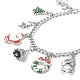 Christmas Tree & Deer & Wreath & Santa Claus Alloy Enamel Charm Bracelet BJEW-TA00252-4