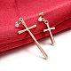 Simple Tin Alloy Czech Rhinestone Long Cross Stud Earrings For Women EJEW-BB10545-RG-4